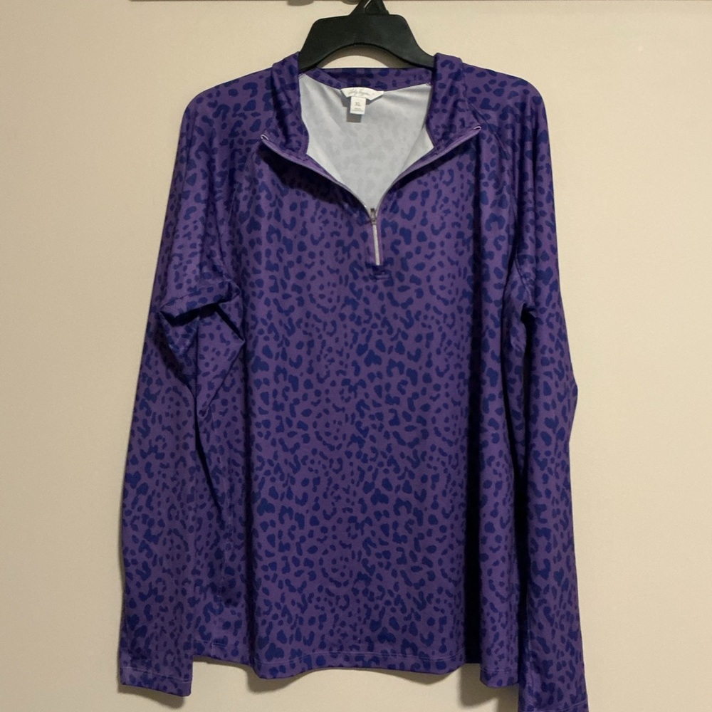 Lady Hagen Golf Active Purple Animal Print Quarter-Zip Top XL